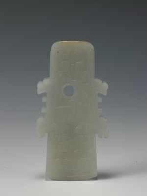 图片[1]-White jade antique axe pendant-China Archive